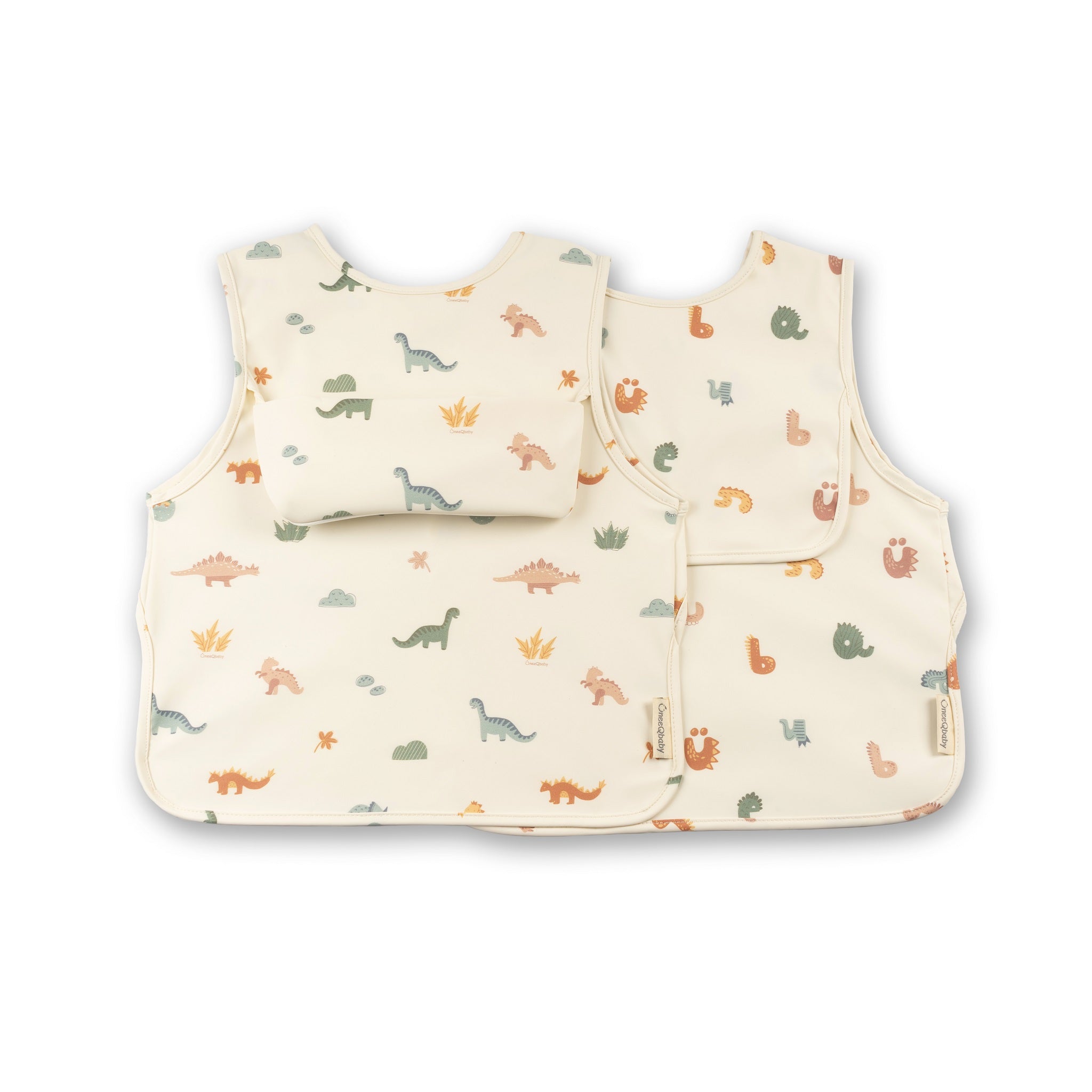 Waterproof Weaning Bibs Sleeveless Dinosaur (Pack of 2)
